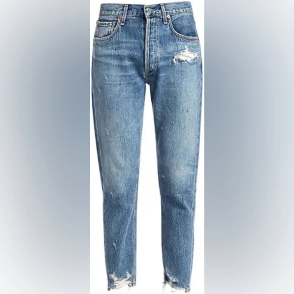 Agolde Jamie Medium Wash Hi Rise Classic Raw Hem Jean | Size 28 - Picture 3 of 6